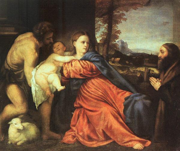  Titian Holy Family and Donor Norge oil painting art